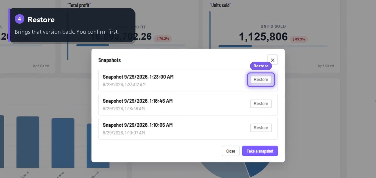 Restore highlighted on a snapshot in the list