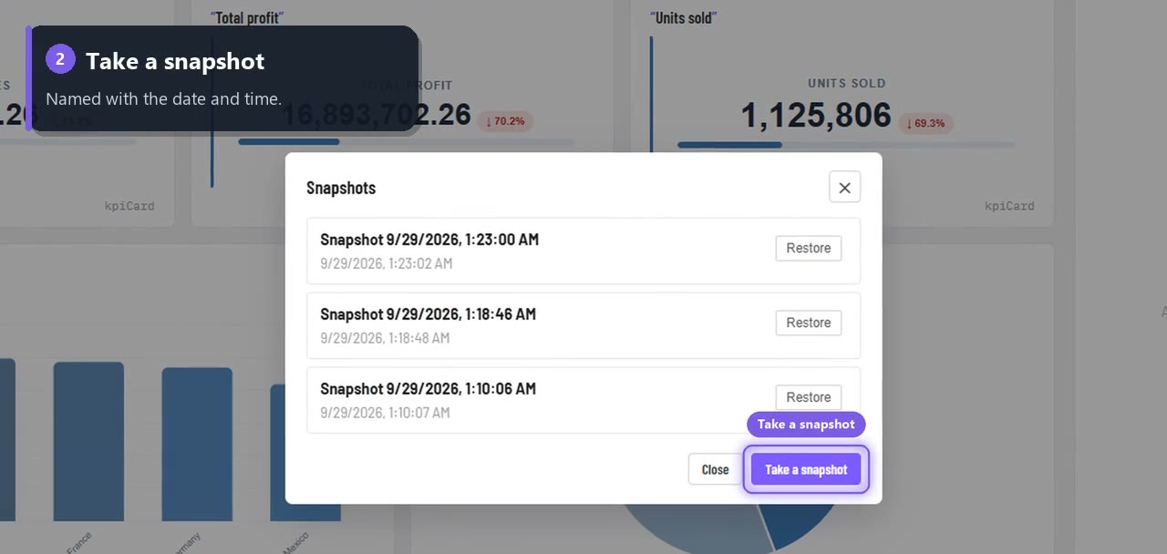 The Snapshots dialog with Take a snapshot